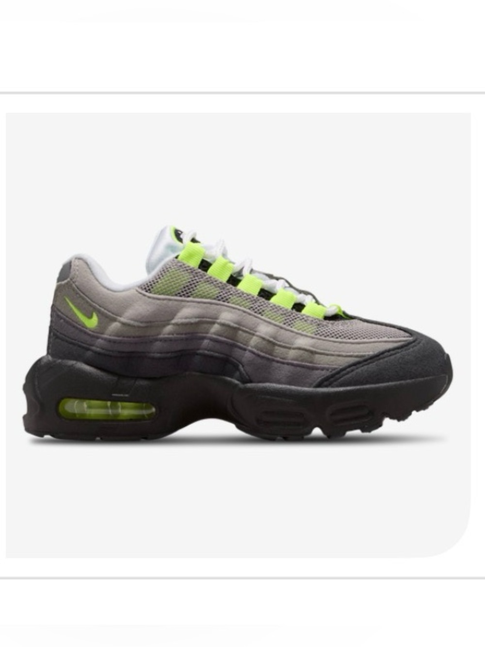 Nike Kids Air Max Sneaker in Gray with Neon Green Accents